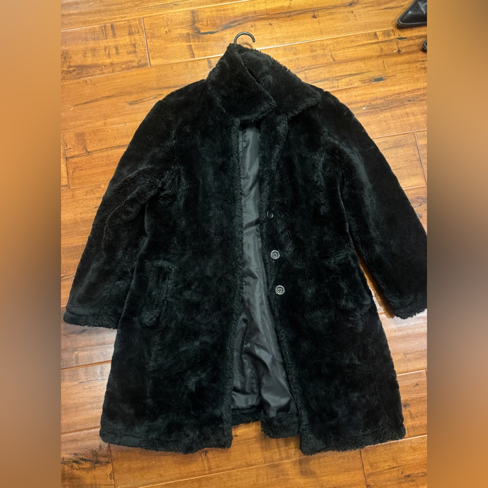 Sans Souci Elegant Black Faux Fur Jacket